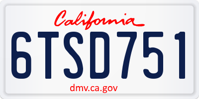 CA license plate 6TSD751