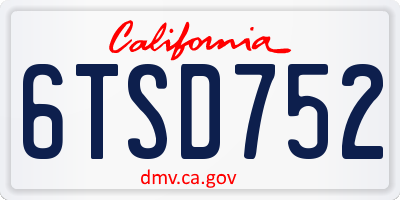 CA license plate 6TSD752