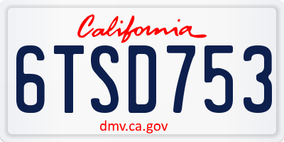 CA license plate 6TSD753