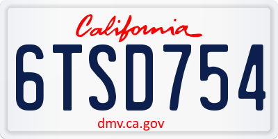 CA license plate 6TSD754