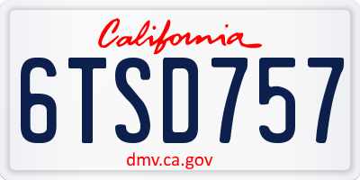 CA license plate 6TSD757