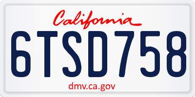 CA license plate 6TSD758