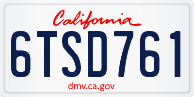 CA license plate 6TSD761