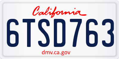 CA license plate 6TSD763
