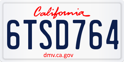 CA license plate 6TSD764