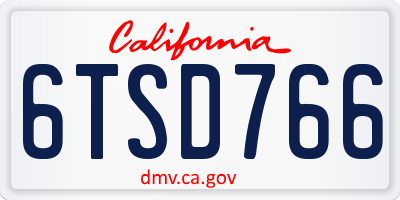 CA license plate 6TSD766