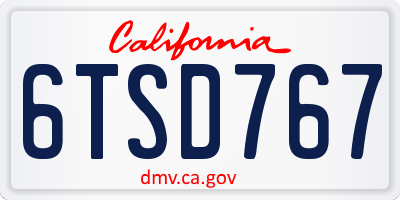 CA license plate 6TSD767