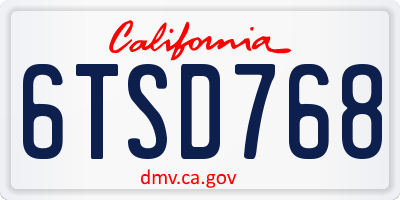CA license plate 6TSD768