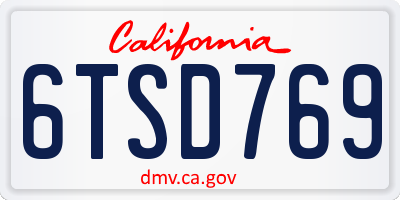 CA license plate 6TSD769