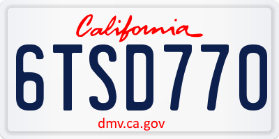CA license plate 6TSD770