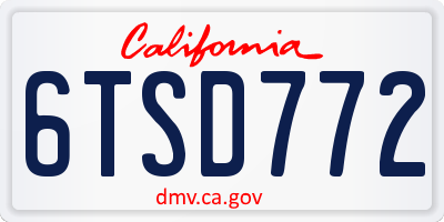 CA license plate 6TSD772