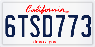 CA license plate 6TSD773