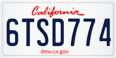 CA license plate 6TSD774