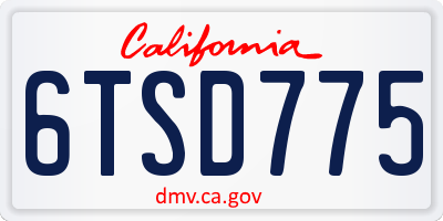 CA license plate 6TSD775