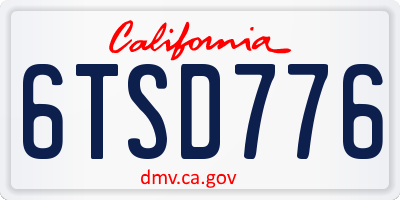 CA license plate 6TSD776