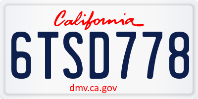CA license plate 6TSD778