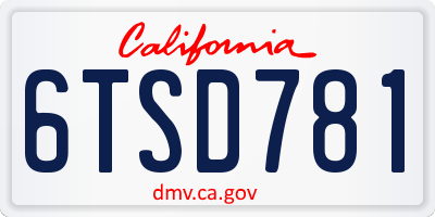 CA license plate 6TSD781