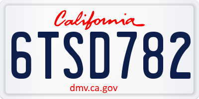 CA license plate 6TSD782
