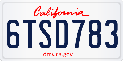 CA license plate 6TSD783