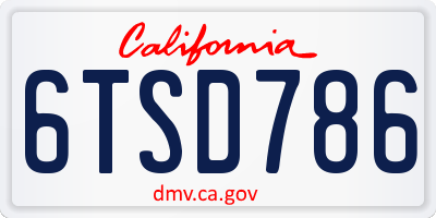CA license plate 6TSD786