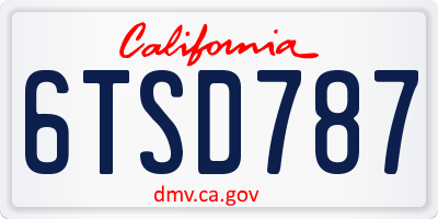 CA license plate 6TSD787