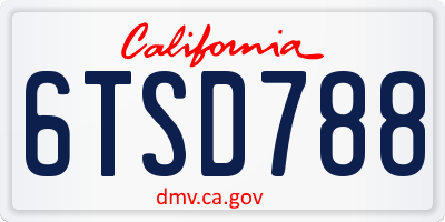 CA license plate 6TSD788