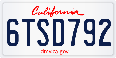 CA license plate 6TSD792