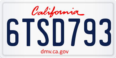CA license plate 6TSD793