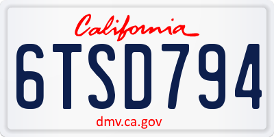 CA license plate 6TSD794