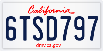 CA license plate 6TSD797