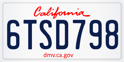 CA license plate 6TSD798