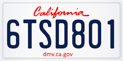 CA license plate 6TSD801