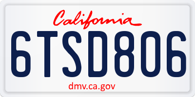 CA license plate 6TSD806
