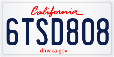 CA license plate 6TSD808