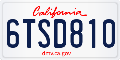 CA license plate 6TSD810