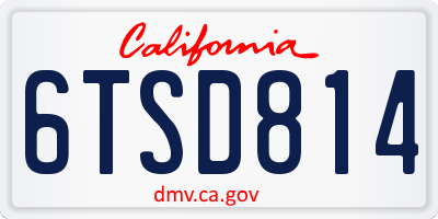 CA license plate 6TSD814