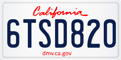 CA license plate 6TSD820