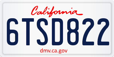 CA license plate 6TSD822