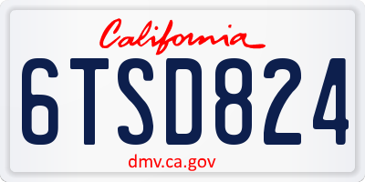 CA license plate 6TSD824