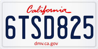 CA license plate 6TSD825