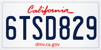 CA license plate 6TSD829