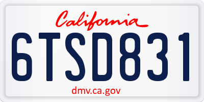 CA license plate 6TSD831