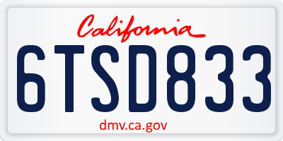 CA license plate 6TSD833
