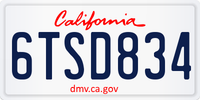 CA license plate 6TSD834