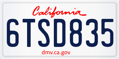 CA license plate 6TSD835