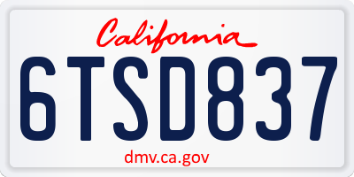 CA license plate 6TSD837