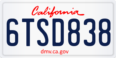 CA license plate 6TSD838