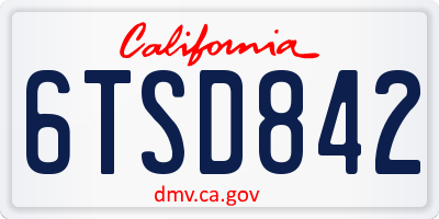 CA license plate 6TSD842