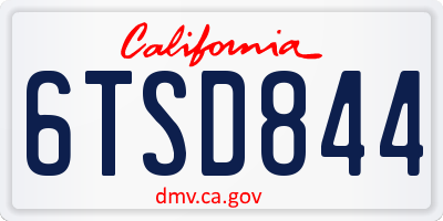 CA license plate 6TSD844