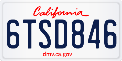 CA license plate 6TSD846